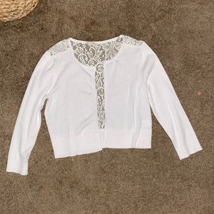 Pointelle cropped cardigan